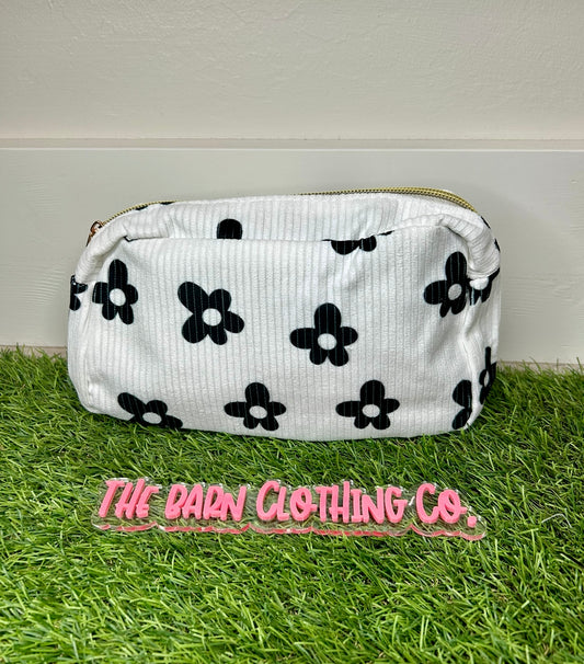 Black Flower Makeup Bag